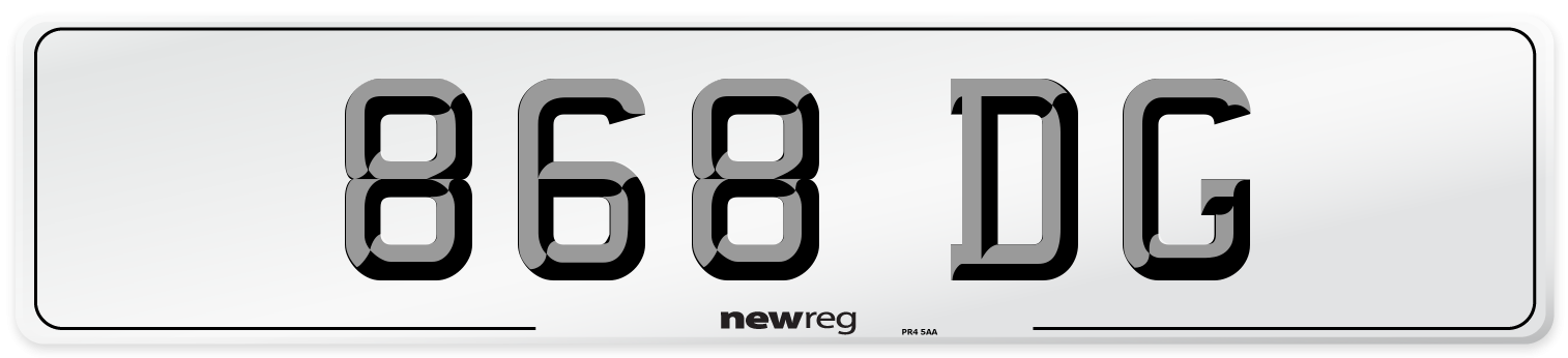 868 DG Number Plate from New Reg
